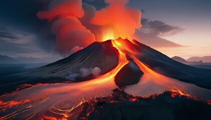 Fototapeta premium The beauty of lava is captivating and dangerous. 