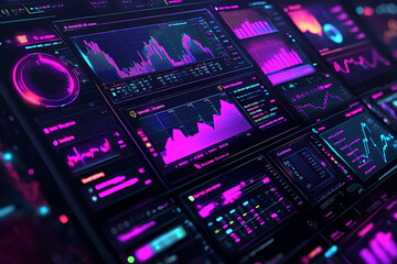 Obraz premium Interactive Data Panels for Stock Market Insights