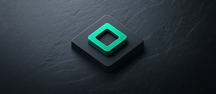 Sleek modern sans-serif logo in deep emerald green with a minimalist icon on a dark grey backdrop, conveying sophistication and innovation