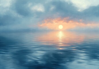 Obraz premium Serene Water Reflection Abstract Pastel Illustration