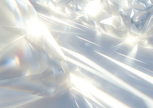 Abstract Shiny White Diamond Crystal Texture Light Rays Shadows High Resolution Photography Hyper Realistic