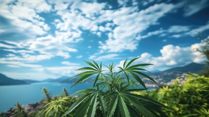 Marijuana Plant by Lake