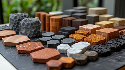 assorted tile designs arranged in various shapes showcasing a blend of colors and patterns offering a modern and artistic aesthetic for interior design and decoration ideas
