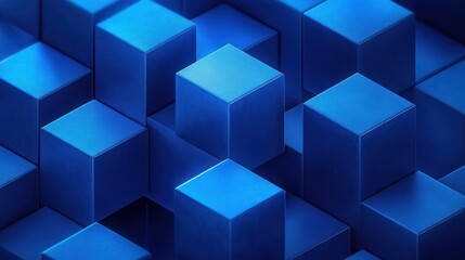 Obraz premium Blue Geometric Abstract Composition with Overlapping Cubes and Soft Ambient Lighting