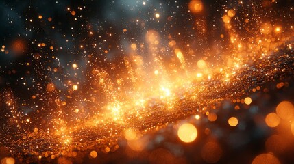 Obraz premium Glowing golden circles and light beams 