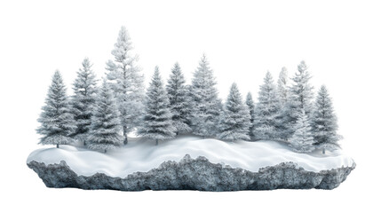 Naklejka premium Winter pine forest with snow transparent background