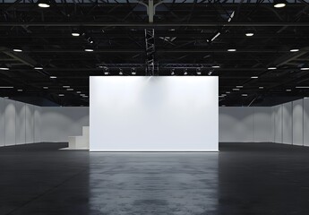 Exhibition stand with blank walls mockup