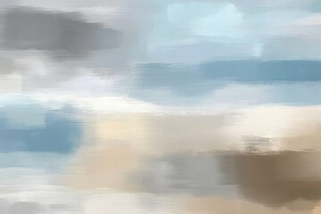 Obraz premium Abstract Painting with Soft Pastel Colors, Light Blue Sky Background, Dreamy Quality, Peaceful and Serene Mood