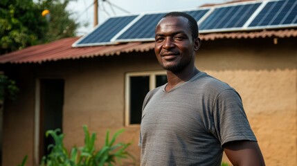 Fototapeta premium An entrepreneur earning income by renting solar power systems to local businesses, ensuring eco-sustainability