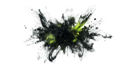Smoky burst with glowing green accents transparent background