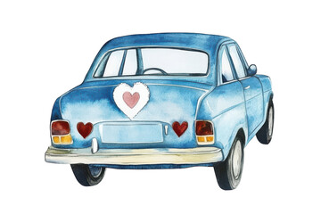 watercolor vintage car