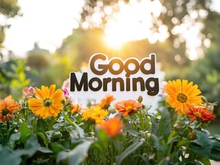 Good Morning Sign with Flowers