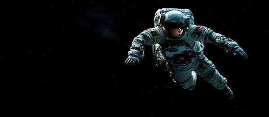 Fototapeta premium An astronaut floats in the vastness of space, showcasing human exploration beyond Earth.