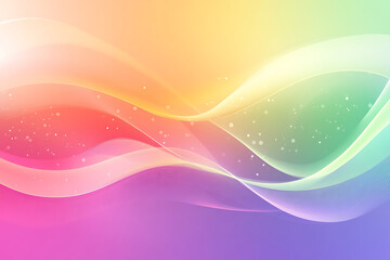 Abstract Rainbow Waves Background: Vibrant Pastel Colors and Smooth Curves Digital Art