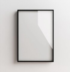 Black Frame Mockup Minimalist Vertical Art Display on White Wall