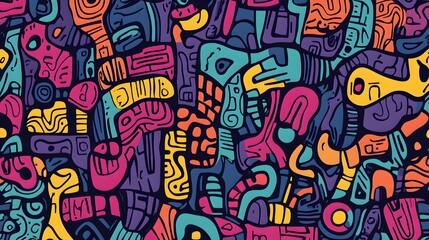 Abstract Colorful Doodle Art Pattern Design