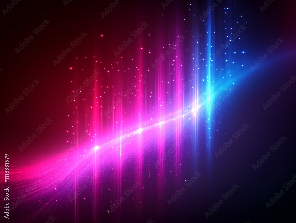 Poster abstract neon background with vertical pink blue lines and plasma jets in cyberpunk style