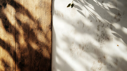 Exploring natural light shadows on wooden and white textures indoor environment artistic photography perspective