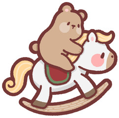 White rocking horse - grizzly bear
