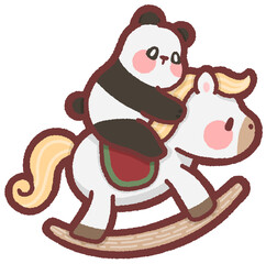 White rocking horse - panda