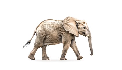 Obraz premium African Elephant Walking Isolated On White Background