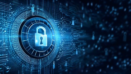 Data privacy laws visualized with locks and codes, digital background, 3D illustration, law restriction, regulations, enforcement.