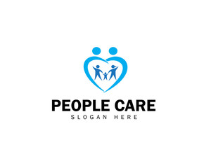 people care logo, charity , family logo, human love and hand symbol logo template