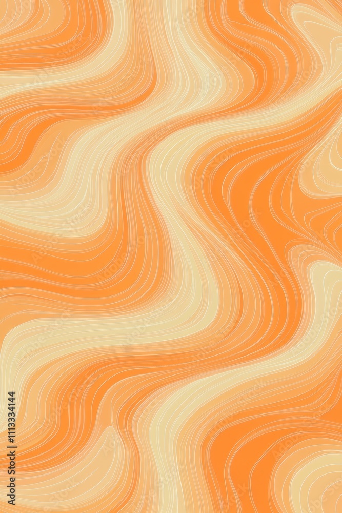 Poster abstract wavy pattern background in shades of peach and orange seamless design