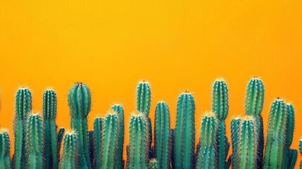 Vibrant Cactus Collection Against a Sunny Yellow Background