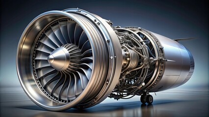 Detailed rendering of CFM56 turbofan engine close-up, CFM56, turbofan engine, close-up, detailed, rendering, aviation