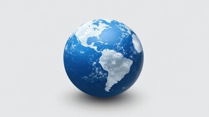 Fototapeta premium 3D Rendered Globe with Blue Ocean and White Continents on Gray Background