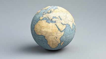 Vintage Globe with Detailed Map of Africa and Europe on Neutral Background