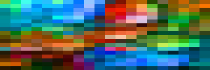 colorful pixels rainbow colors pixelate grid rectangular mosaic pattern abstract palette background banner