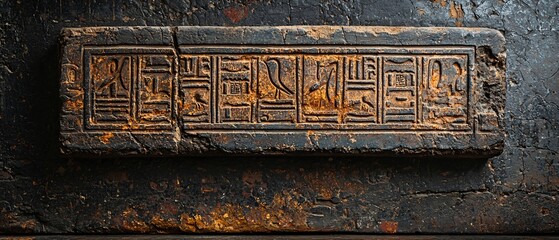 Ancient Egyptian Hieroglyphics Carved Stone Tablet