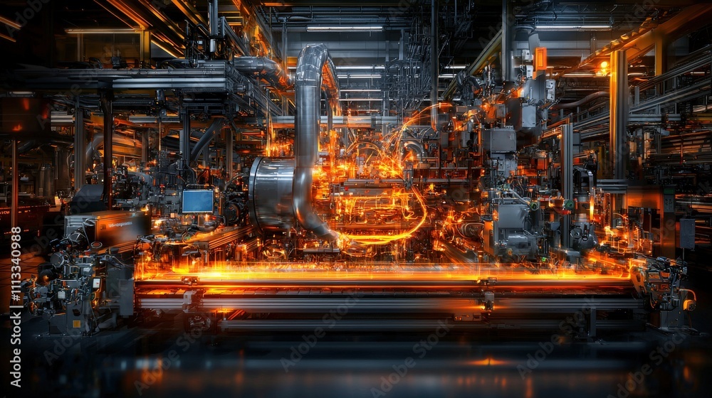 Poster Internal supply chain dynamics showcase industrial setting infographic view futuristic environment conceptual visualization