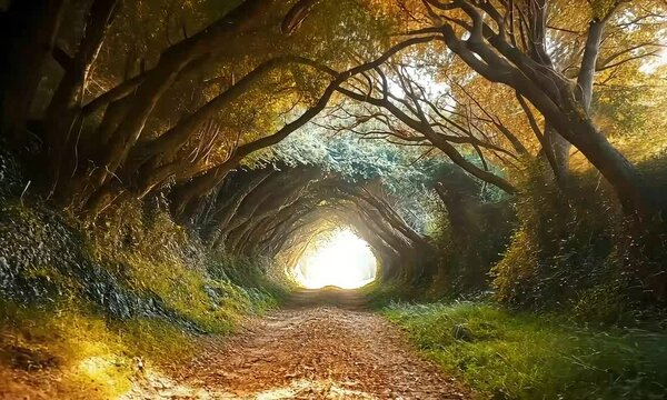 Sunlight Pierces Through the Halnaker Tree Tunnel in West Sussex, Symbolizing Hope Amid the Covid-19 Pandemic