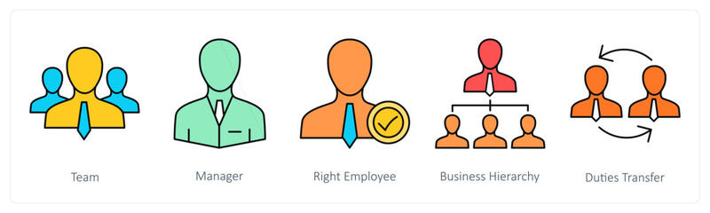 A set of business icons as team, manager, right employee