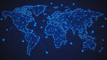 Fototapeta premium abstract business connection of line from nail node to node on world map background Innovation network points Earth's surface