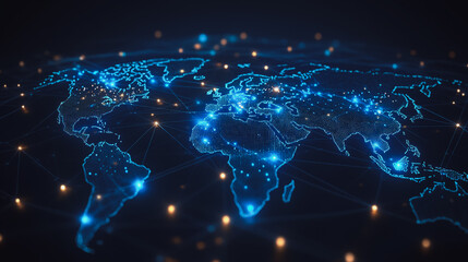Fototapeta premium abstract business connection of line from nail node to node on world map background Innovation network points Earth's surface