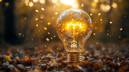 glowing light bulb shaped like a rocket launches upward symbolizing innovation creativity business growth success and forward thinking set against a vibrant gradient background