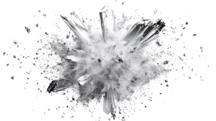 Explosion of silver powder transparent background