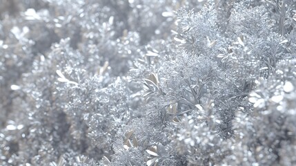 Obraz premium A close-up view of shimmering silver foliage, creating an ethereal, tranquil atmosphere.