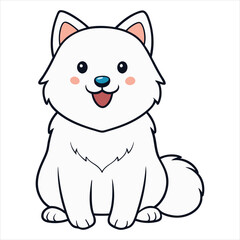 Naklejka premium Cute Baby Samoyed Dog Sitting Clipart Illustration Vector
