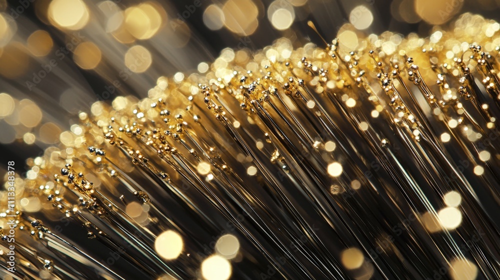 Poster artistic arrangement of golden pins resembling a comet in close-up macro photography creative enviro