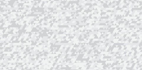 Abstract geometric white and gray background seamless low polygon triangle texture wallpaper. Triangle shape retro wall grid pattern geometric ornament tile vector square element design.