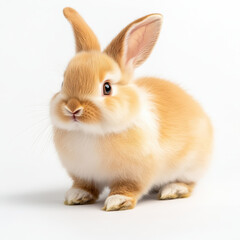 fluffy bunny with soft fur and bright eyes on white background