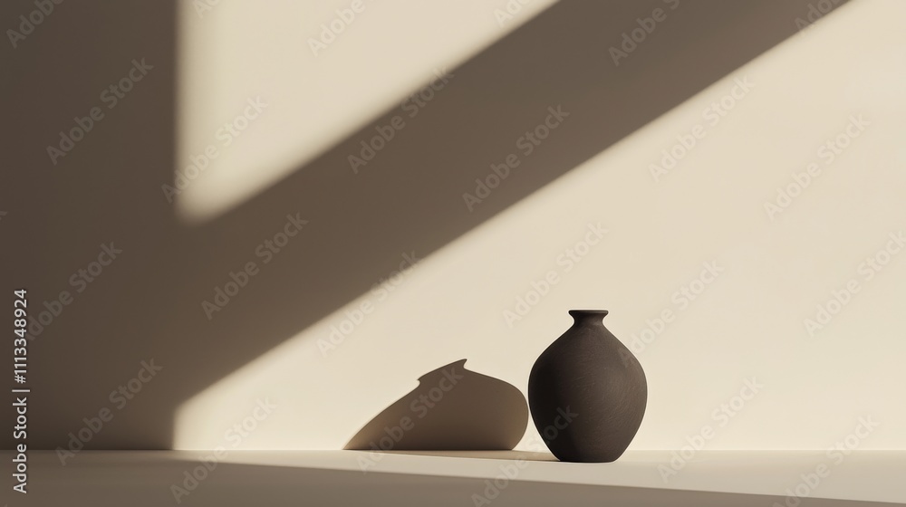 Aufkleber Subtle shadow play in minimalist vase composition artistic still life photography for modern spaces