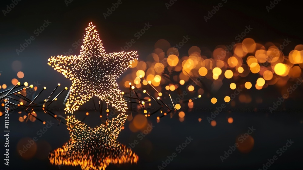 Poster Glowing stardust pins create a surreal star formation abstract studio art fantasy display enigmatic atmosphere close-up view
