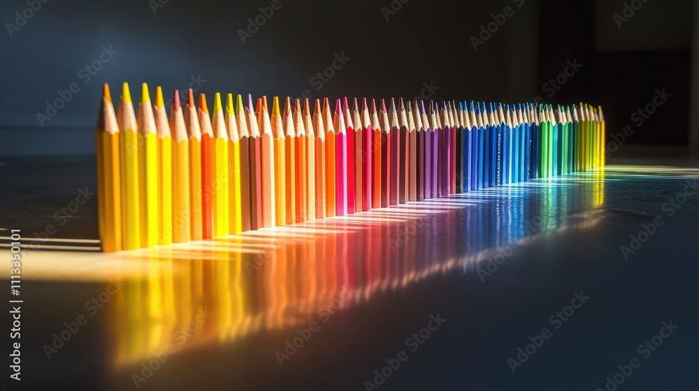 Poster artistic close-up of colored pencils a vibrant studio exploration of creative workspace and color th