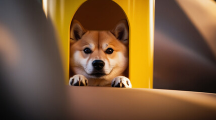 Shy Shiba Inu Peeking